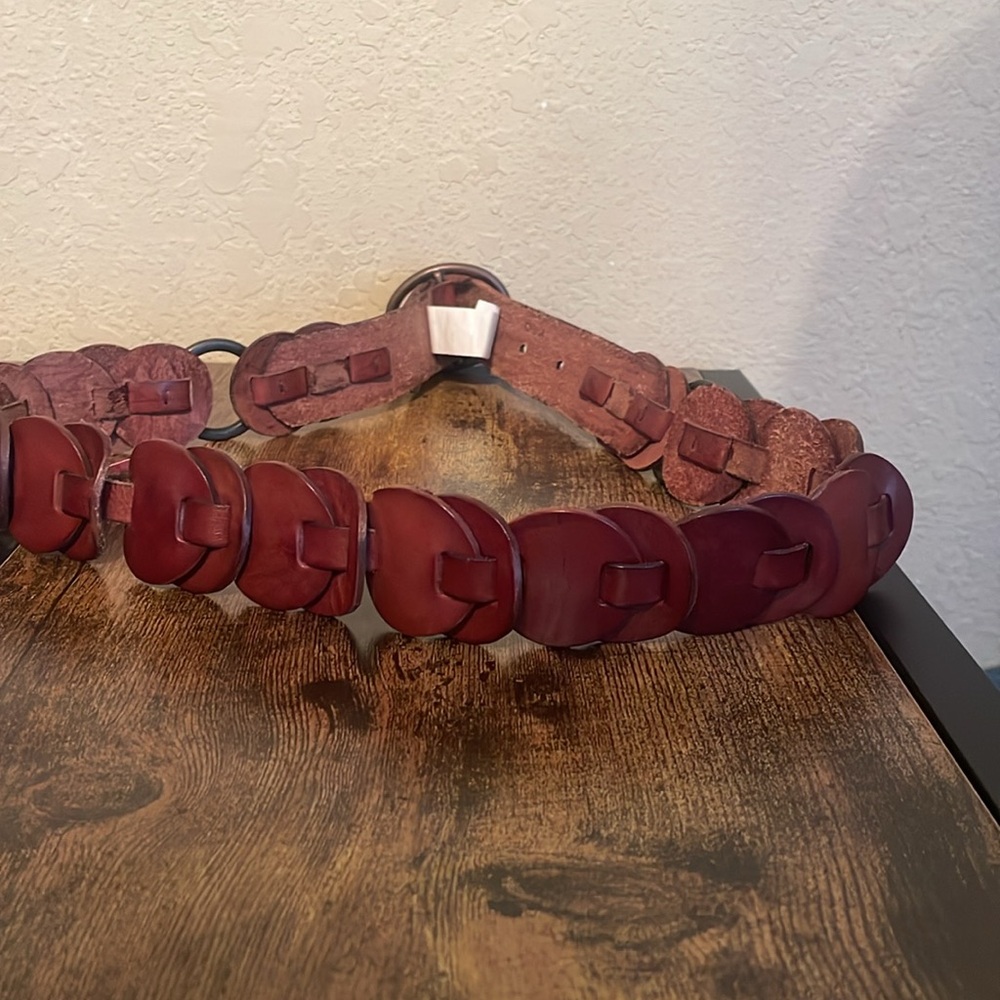 Fossil Deep Burgundy Linked Leather Belt